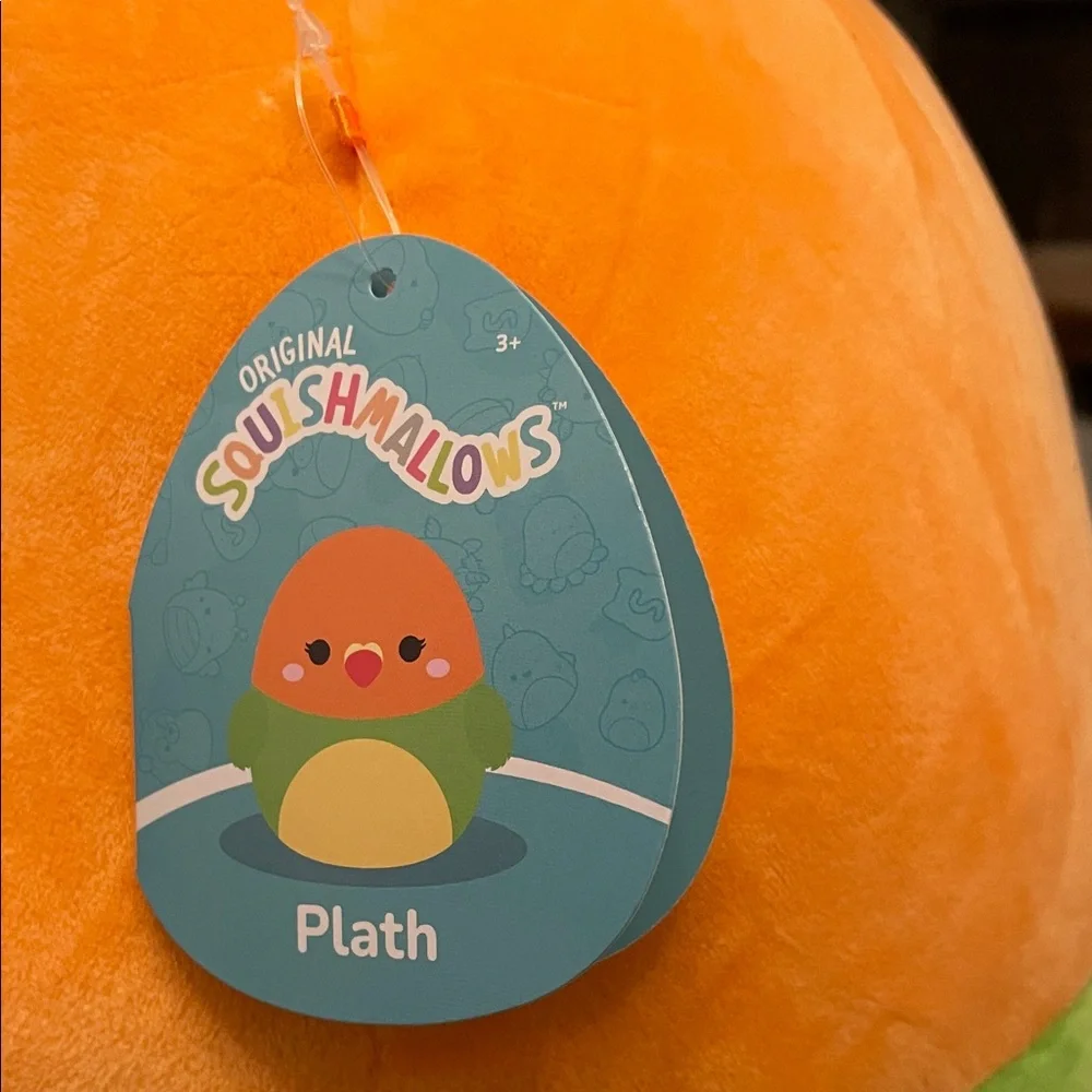 New W/Tags Squishmallow Vibrant Orange and Green Bird Plush Height 14 inches